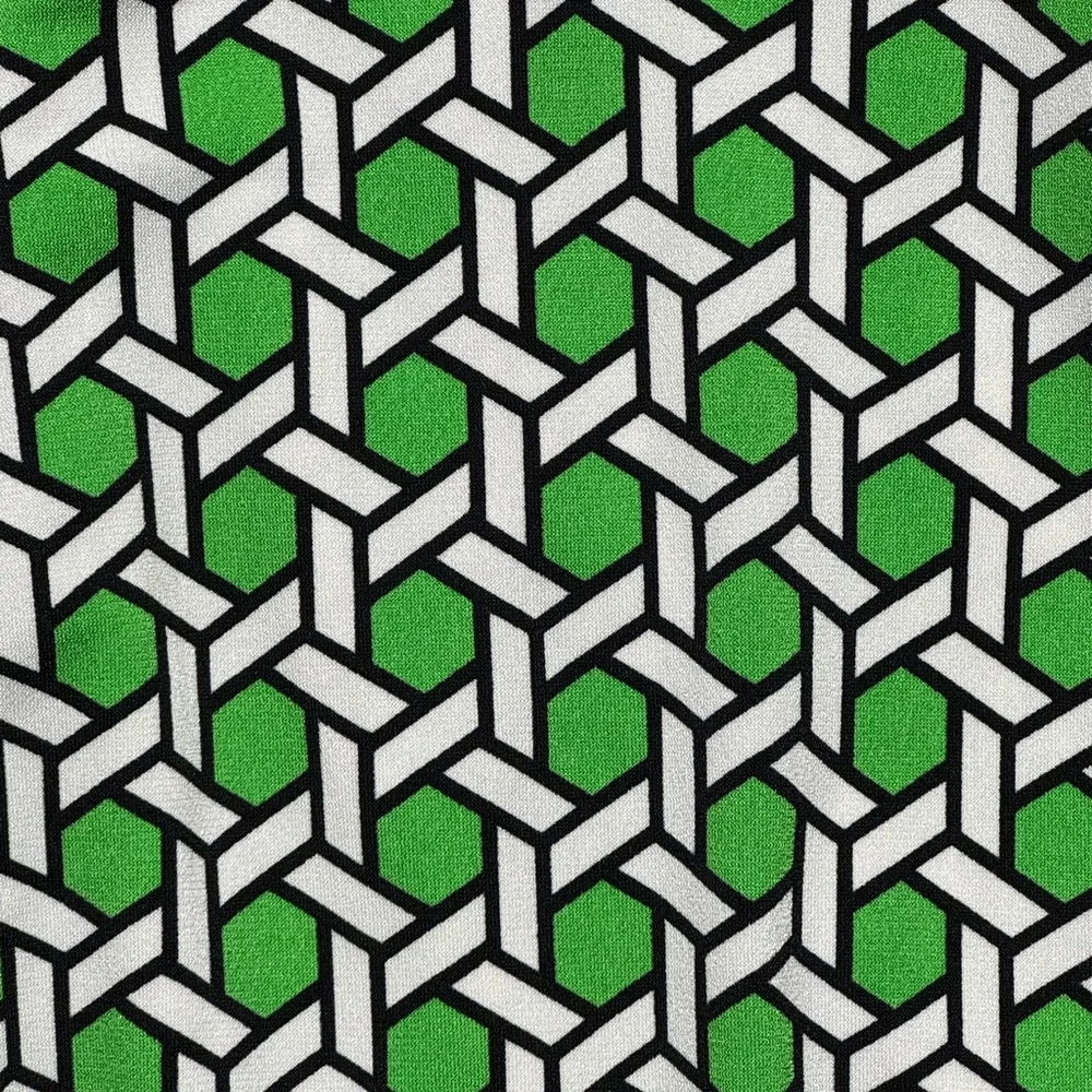 Maggy London Faux Wrap Geometric Print Dress Womens Petite‎ Size 4P Green White